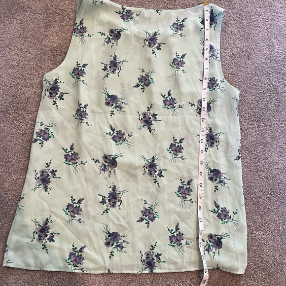 Loft Outlet polyester blouse. Size: M. Color: Light teal and purple flowers. - Picture 5 of 6